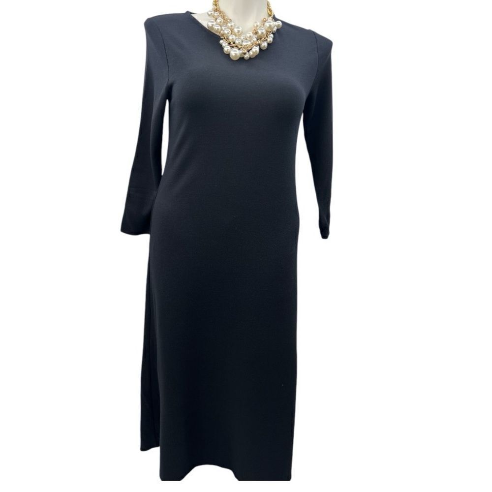 J Jill black long ponte sleeve dress size medium